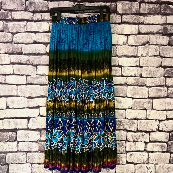 Chaudry KC Multicolored Gauzy Pleated Skirt Size M - Picture 5 of 9